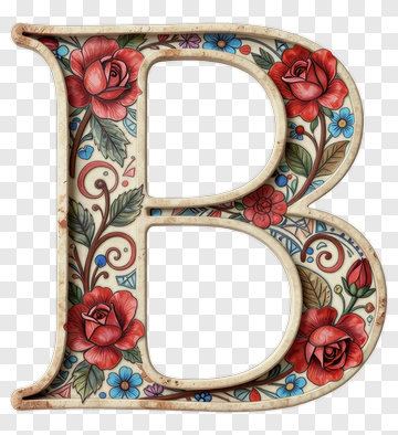 Decorative Letter B With Roses PNG