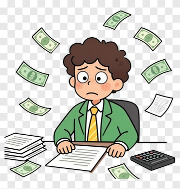 Man Surrounded By Falling Money PNG