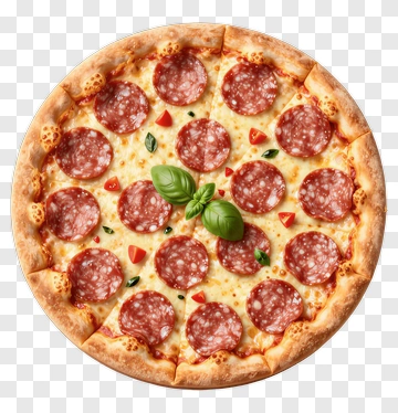 Pepperoni Pizza With Basil PNG