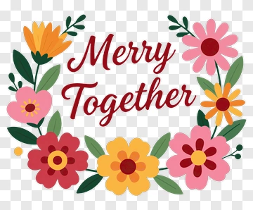 Merry Together Flower Wreath PNG