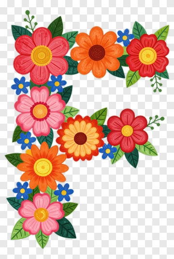 Floral Letter F Design PNG