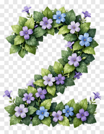 Floral Number Two Design PNG