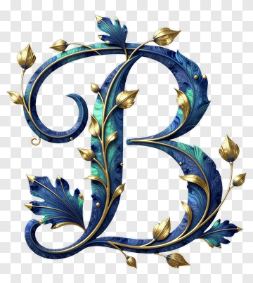 Ornamental Letter B With Floral Design PNG