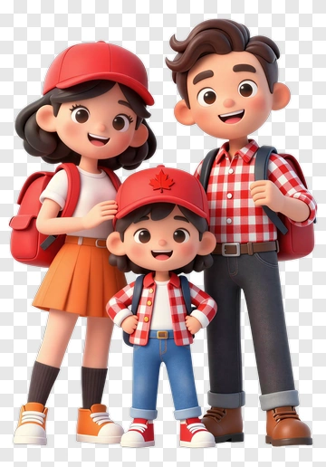 Happy Family Going To School PNG