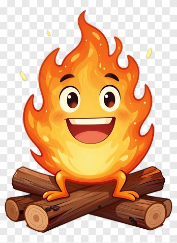 Happy Fire Character PNG