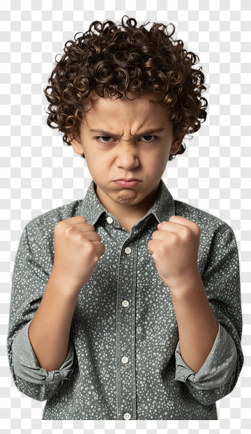 Angry Child With Curly Hair PNG