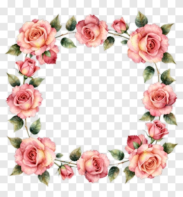 Pink Roses Watercolor Frame PNG