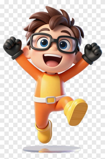 Joyful Boy In Orange Outfit PNG