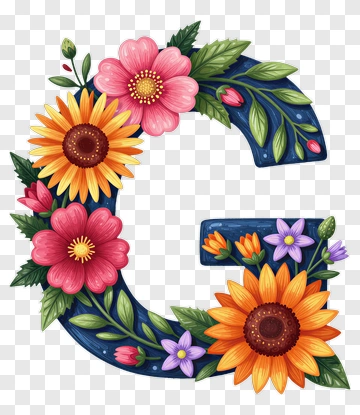 Floral Letter G Decoration PNG