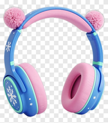 Blue And Pink Snowflake Headphones PNG
