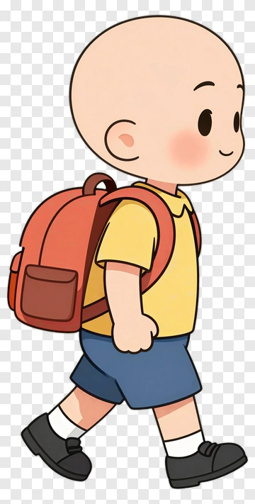 Cute Boy Walking With Backpack PNG