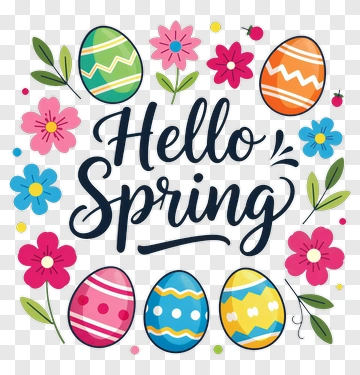 Hello Spring Easter Design PNG