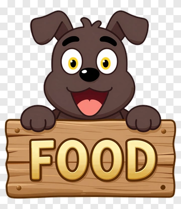 Cartoon Dog Holding Food Sign PNG
