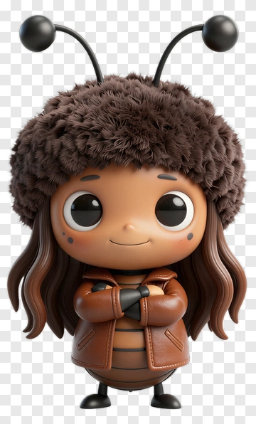 Cute Bee Character With Furry Hat PNG