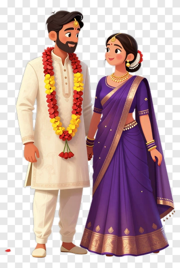 Indian Wedding Couple In Traditional Attire PNG