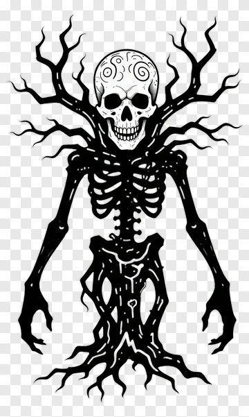 Skeleton With Tree Roots PNG