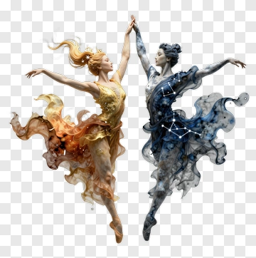 Two Dancers In Fire And Starlight PNG