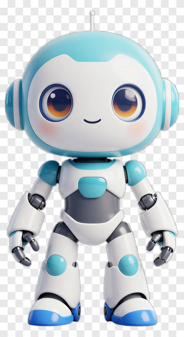Cute Blue Robot Character PNG