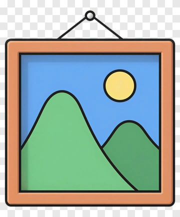 Mountain And Sun In A Picture Frame PNG