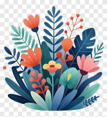 Colorful Floral Composition PNG