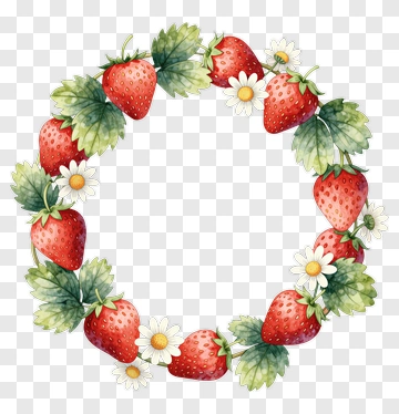 Strawberry And Daisy Circle PNG