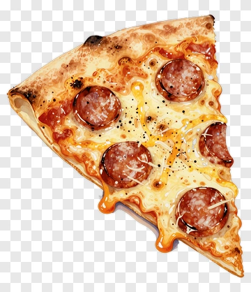 Watercolor Pizza Slice With Pepperoni PNG