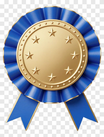 Gold Award Ribbon With Blue Ribbon PNG