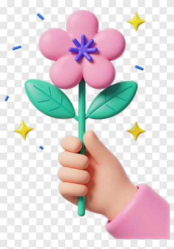 Pink Flower Held In Hand PNG