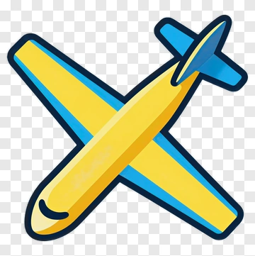 Yellow Airplane With Blue Accents PNG