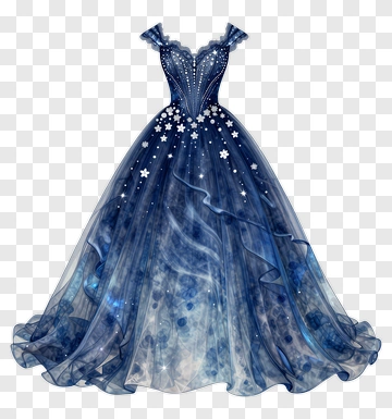 Blue Starry Evening Gown PNG