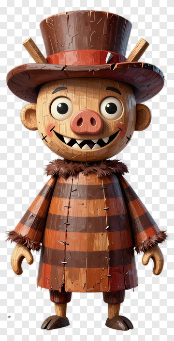 Wooden Pig Scarecrow PNG