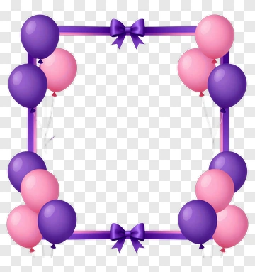 Purple And Pink Balloon Frame PNG