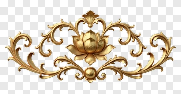Golden Lotus Ornament With Scrollwork PNG