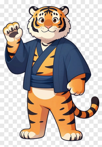 Cartoon Tiger In Japanese Robe PNG