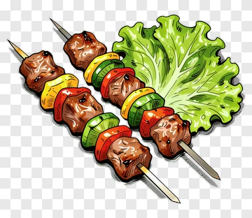 Colorful Kebabs With Lettuce PNG