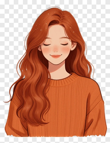 Woman With Long Red Hair Smiling PNG