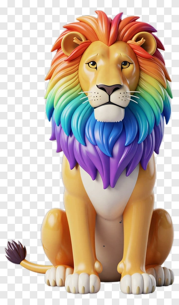 Lion With Rainbow Mane PNG