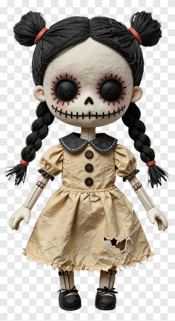 Skull Face Doll With Pigtails PNG