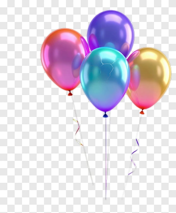 Colorful Balloons With Ribbons PNG