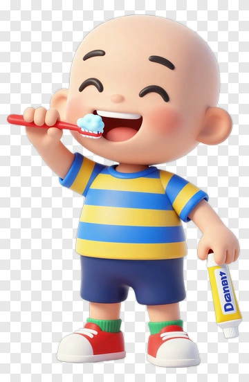 Child Brushing Teeth With Toothbrush And Toothpaste PNG