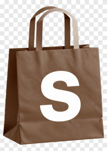 Brown Shopping Bag With White Letter S PNG