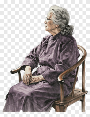 Elderly Woman Sitting By Window PNG