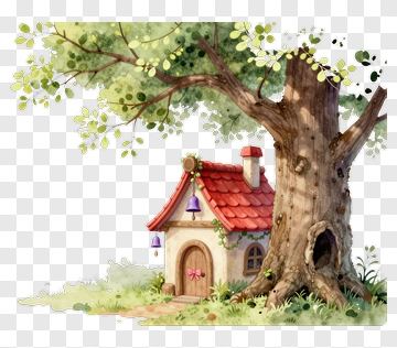 Treehouse Nestled In A Large Tree PNG