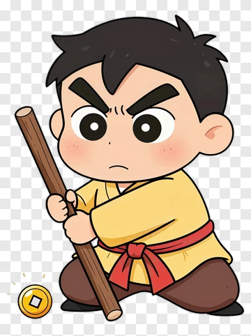 Cartoon Boy In Kung Fu Stance PNG