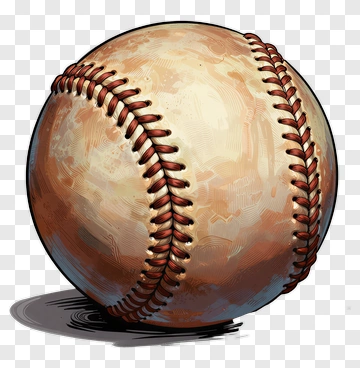 Hand-drawn Baseball With Red Stitching PNG
