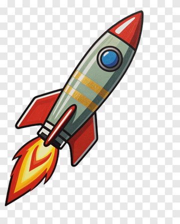Rocket With Flame PNG