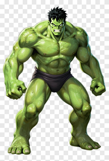 Hulk In A Powerful Stance PNG