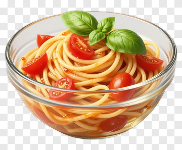 Spaghetti With Cherry Tomato And Basil PNG
