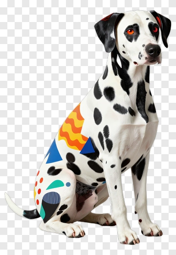 Colorful Dalmatian With Geometric Design PNG