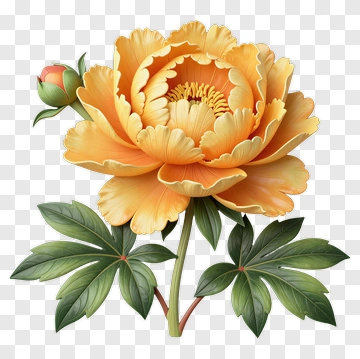 Yellow Peony In Full Bloom PNG